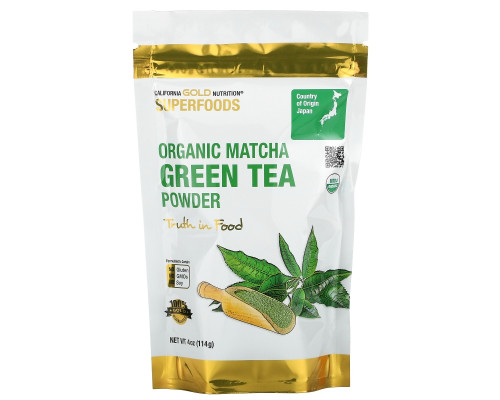California Gold Nutrition, Чудо-пища, порошок зеленого чая маття, 4 унции (114 г) California Gold Nutrition, Чудо-пища, порошок зеленого чая маття, 4 унции (114 г)