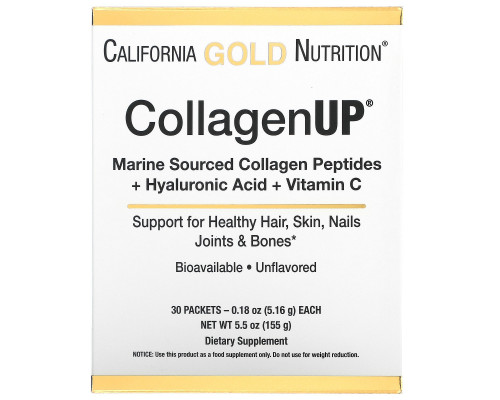 California Gold Nutrition, CollagenUp, без ароматизаторов, 30 пакетиков, 0,18 унции (5,15 г) каждый California Gold Nutrition, CollagenUp, без ароматизаторов, 30 пакетиков, 0,18 унции (5,15 г) каждый