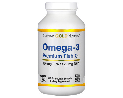 California Gold Nutrition, Omega-3, Premium Fish Oil, 240 Fish Gelatin Softgels