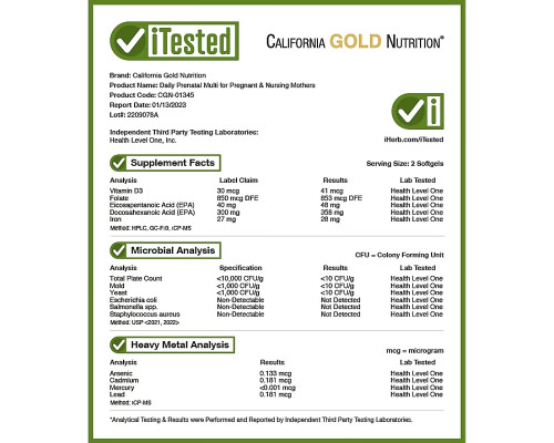 California Gold Nutrition, Prenatal MultiVitamin, 60 Softgel California Gold Nutrition, Prenatal MultiVitamin, 60 Softgel