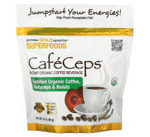 California Gold Nutrition, CafeCeps, Certified Organic Instant Coffee with Cordyceps and Reishi Mushroom Powder, 3.52 oz (100 g)