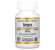California Gold Nutrition, Ferrochel Iron (Bisglycinate), 36 mg, 90 Veggie Capsules
