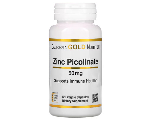 California Gold Nutrition, Zinc Picolinate, 50 mg, 120 Veggie Capsules California Gold Nutrition, Zinc Picolinate, 50 mg, 120 Veggie Capsules