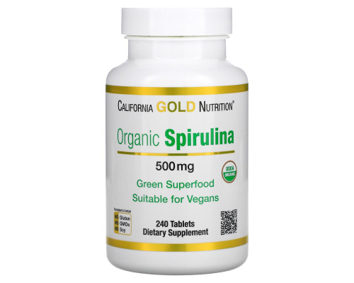 California Gold Nutrition, Organic Spirulina, 500 mg, 240 Tablets California Gold Nutrition, Organic Spirulina, 500 mg, 240 Tablets