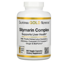 California Gold Nutrition, Silymarin Complex, Liver Health, Milk Thistle, Curcumin, Artichoke, Dandelion, Ginger, Black Pepper, 360 Veggie Capsules