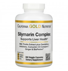 California Gold Nutrition, Silymarin Complex, Liver Health, Milk Thistle, Curcumin, Artichoke, Dandelion, Ginger, Black Pepper, 360 Veggie Capsules