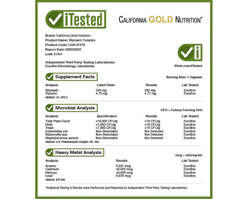 California Gold Nutrition, Silymarin Complex, Liver Health, Milk Thistle, Curcumin, Artichoke, Dandelion, Ginger, Black Pepper, 360 Veggie Capsules California Gold Nutrition, Silymarin Complex, Liver Health, Milk Thistle, Curcumin, Artichoke, Dandelion, Ginger, Black Pepper, 360 Veggie Capsules