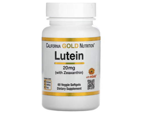 California Gold Nutrition, Lutein with Zeaxanthin, 20 mg, 60 Veggie Softgels California Gold Nutrition, Lutein with Zeaxanthin, 20 mg, 60 Veggie Softgels