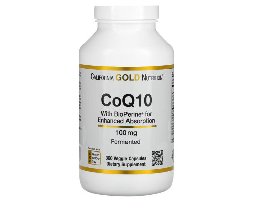 California Gold Nutrition, CoQ10 with BioPerine, 100 mg, 360 Veggie Capsules California Gold Nutrition, CoQ10 with BioPerine, 100 mg, 360 Veggie Capsules