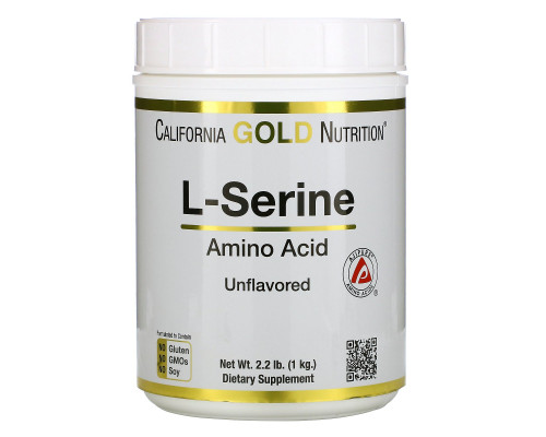 California Gold Nutrition, L-серин в порошке, аминокислота AjiPure, без добавок, 1 кг California Gold Nutrition, L-серин в порошке, аминокислота AjiPure, без добавок, 1 кг