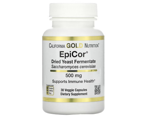 California Gold Nutrition, EpiCor, сухой дрожжевой ферментат, 500 мг, 30 растительных капсул California Gold Nutrition, EpiCor, сухой дрожжевой ферментат, 500 мг, 30 растительных капсул