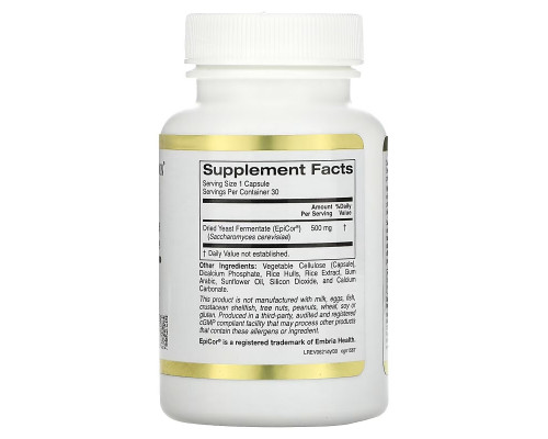 California Gold Nutrition, EpiCor, сухой дрожжевой ферментат, 500 мг, 30 растительных капсул California Gold Nutrition, EpiCor, сухой дрожжевой ферментат, 500 мг, 30 растительных капсул