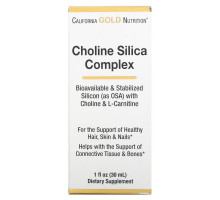 California Gold Nutrition, Комплекс с холином и кремнеземом, биодоступная коллагеновая поддержка, 1 жидкая унция (30 мл)
