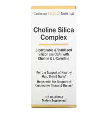 California Gold Nutrition, Комплекс с холином и кремнеземом, биодоступная коллагеновая поддержка, 1 жидкая унция (30 мл)