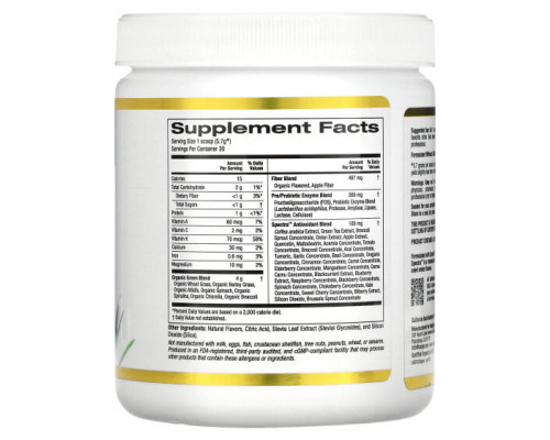 Зелень и зеленые овощи California Gold Nutrition, SUPERFOODS, комплекс антиоксидантов из суперзелени, зелень, клетчатка и пробиотики, со вкусом клубничного лимонада, 171 г (6,03 унции) Зелень и зеленые овощи California Gold Nutrition, SUPERFOODS, комплекс антиоксидантов из суперзелени, зелень, клетчатка и пробиотики, со вкусом клубничного лимонада, 171 г (6,03 унции)