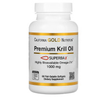 California Gold Nutrition, Масло криля премиум-класса с Superba2, 1000 мг, 60 мягких таблеток