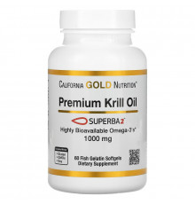 California Gold Nutrition, Масло криля премиум-класса с Superba2, 1000 мг, 60 мягких таблеток