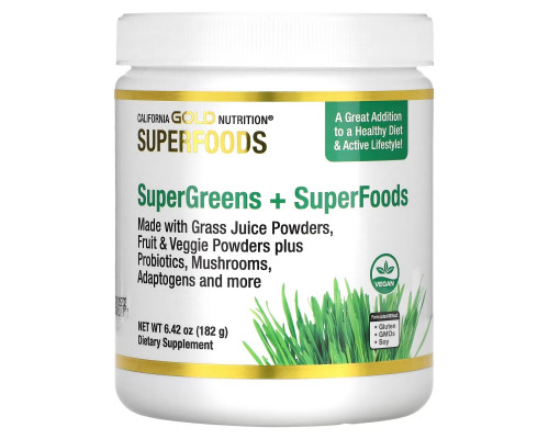 California Gold Nutrition, SUPERFOODS - Supergreens + Superfoods, 6.42 oz (182 g) California Gold Nutrition, SUPERFOODS - Supergreens + Superfoods, 6.42 oz (182 g)