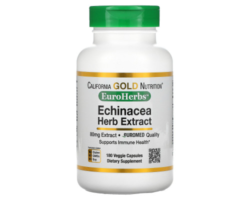California Gold Nutrition, EuroHerbs, экстракт эхинацеи, 80 мг, 180 вегетарианских капсул California Gold Nutrition, EuroHerbs, экстракт эхинацеи, 80 мг, 180 вегетарианских капсул