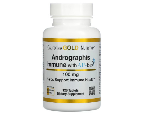 California Gold Nutrition, добавка для укрепления иммунитета на основе андрографиса с экстрактом AP-Bio, 100 мг, 120 таблеток California Gold Nutrition, добавка для укрепления иммунитета на основе андрографиса с экстрактом AP-Bio, 100 мг, 120 таблеток