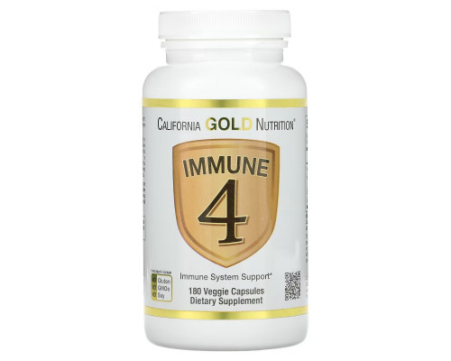 California Gold Nutrition, Immune 4, средство для укрепления иммунитета, 180 растительных капсул California Gold Nutrition, Immune 4, средство для укрепления иммунитета, 180 растительных капсул