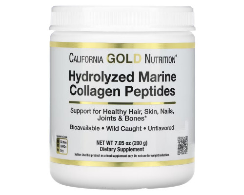 California Gold Nutrition, Hydrolyzed Marine Collagen Peptides, Unflavored, 7.05 oz (200 g) California Gold Nutrition, Hydrolyzed Marine Collagen Peptides, Unflavored, 7.05 oz (200 g)