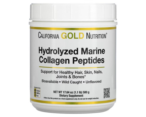 California Gold Nutrition, Hydrolyzed Marine Collagen Peptides, Unflavored, 17.64 oz (500 g) California Gold Nutrition, Hydrolyzed Marine Collagen Peptides, Unflavored, 17.64 oz (500 g)