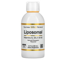 California Gold Nutrition, Liposomal Vitamin A, D3, E & K2, Pineapple Flavor, 8.5 fl oz (250 ml)