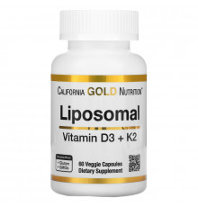 California Gold Nutrition, Liposomal Vitamin K2+ D3, 60 Veggie Capsules