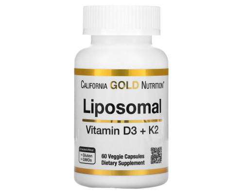 California Gold Nutrition, Liposomal Vitamin K2+ D3, 60 Veggie Capsules California Gold Nutrition, Liposomal Vitamin K2+ D3, 60 Veggie Capsules