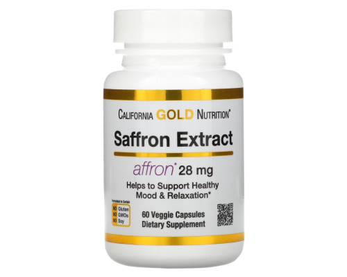 California Gold Nutrition, экстракт шафрана, с экстрактом Affron, 28 мг, 60 растительных капсул California Gold Nutrition, экстракт шафрана, с экстрактом Affron, 28 мг, 60 растительных капсул