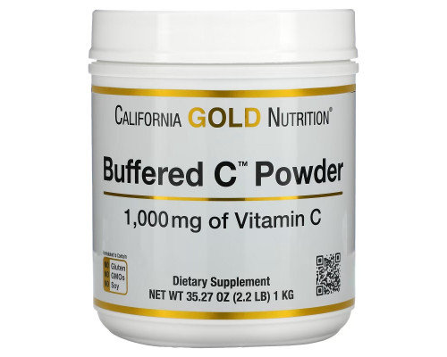 California Gold Nutrition, Buffered Gold C, некислый буферизованный витамин C в форме порошка, аскорбат натрия, 1000 мг, 1 кг (2,2 фунта) California Gold Nutrition, Buffered Gold C, некислый буферизованный витамин C в форме порошка, аскорбат натрия, 1000 мг, 1 кг (2,2 фунта)