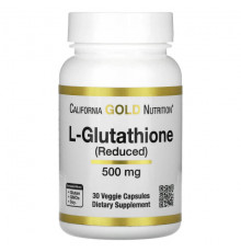 Антиоксиданты California Gold Nutrition, L-глутатион (восстановленный), 500 мг, 30 растительных капсул