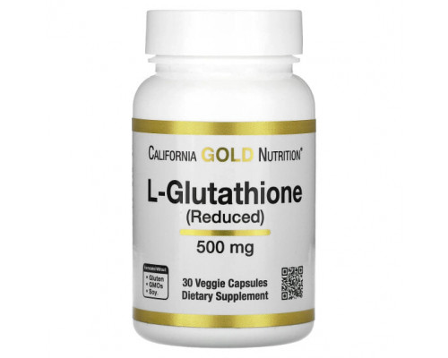 Антиоксиданты California Gold Nutrition, L-глутатион (восстановленный), 500 мг, 30 растительных капсул Антиоксиданты California Gold Nutrition, L-глутатион (восстановленный), 500 мг, 30 растительных капсул
