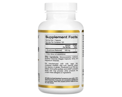 California Gold Nutrition, L-глутатион, восстановленный, 500 мг, 120 растительных капсул