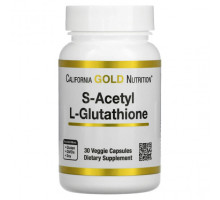 Антиоксиданты California Gold Nutrition, S-ацетил-L-глутатион, 100 мг, 30 растительных капсул