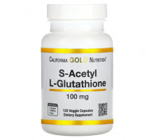Антиоксиданты California Gold Nutrition, S-ацетил-L-глутатион, 100 мг, 120 растительных капсул