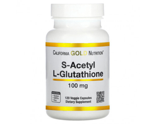 Антиоксиданты California Gold Nutrition, S-ацетил-L-глутатион, 100 мг, 120 растительных капсул Антиоксиданты California Gold Nutrition, S-ацетил-L-глутатион, 100 мг, 120 растительных капсул