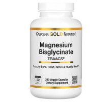 California Gold Nutrition, бисглицинат магния, с TRAACS®, 200 мг, 240 растительных капсул
