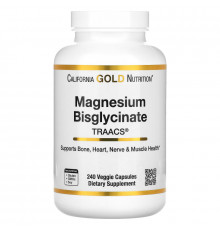 California Gold Nutrition, бисглицинат магния, с TRAACS®, 200 мг, 240 растительных капсул