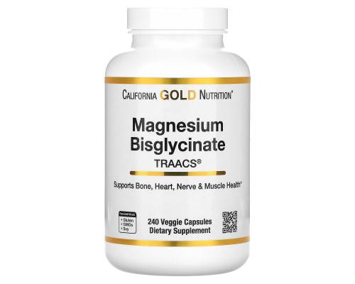 California Gold Nutrition, бисглицинат магния, с TRAACS®, 200 мг, 240 растительных капсул California Gold Nutrition, бисглицинат магния, с TRAACS®, 200 мг, 240 растительных капсул