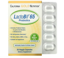California Gold Nutrition, LactoBif, пробиотики, 65 млрд КОЕ, 30 вегетарианских капсул