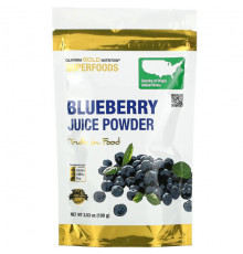Фрукты и ягоды California Gold Nutrition, SUPERFOODS, порошок сока черники, 100 г (3,53 унции)