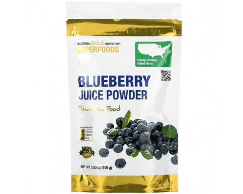 Фрукты и ягоды California Gold Nutrition, SUPERFOODS, порошок сока черники, 100 г (3,53 унции) Фрукты и ягоды California Gold Nutrition, SUPERFOODS, порошок сока черники, 100 г (3,53 унции)