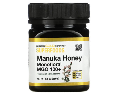 California Gold Nutrition, SUPERFOODS, Manuka Honey, Monofloral, MGO 100+, 8.8 oz (250 g) California Gold Nutrition, SUPERFOODS, Manuka Honey, Monofloral, MGO 100+, 8.8 oz (250 g)