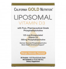 California Gold Nutrition, липосомальный витамин D3, 30 пакетиков, (5 мл)