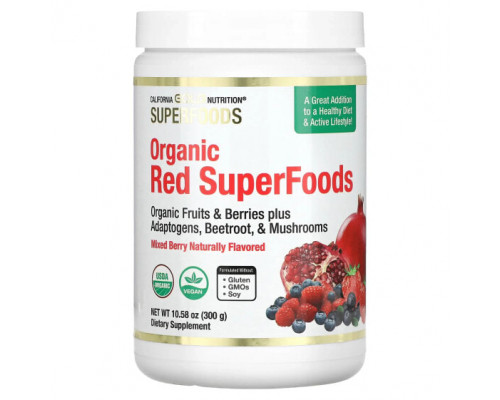 Фрукты и ягоды California Gold Nutrition, SUPERFOODS, органические красные суперфуды, ягодное ассорти, 300 г (10,58 унции) Фрукты и ягоды California Gold Nutrition, SUPERFOODS, органические красные суперфуды, ягодное ассорти, 300 г (10,58 унции)