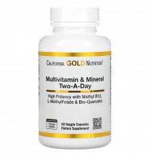 California Gold Nutrition, Multivitamin and Mineral, Two-A-Day, 60 Veggie Capsules