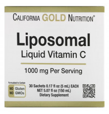 California Gold Nutrition, Liposomal Liquid Vitamin C, Unflavored, 1000 mg, 30 Sachets, 0.17 fl oz (5 ml) Each