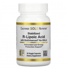 California Gold Nutrition, Stabilized R-Lipoic Acid, 30 Veggie Capsules